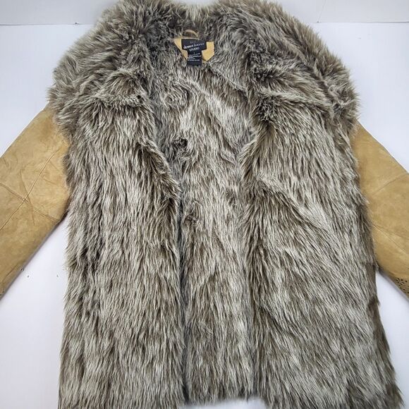 DB Studio Penny Lane Style Vintage Women's Coat Suede Leather Faux Fur Size L - Picture 10 of 16